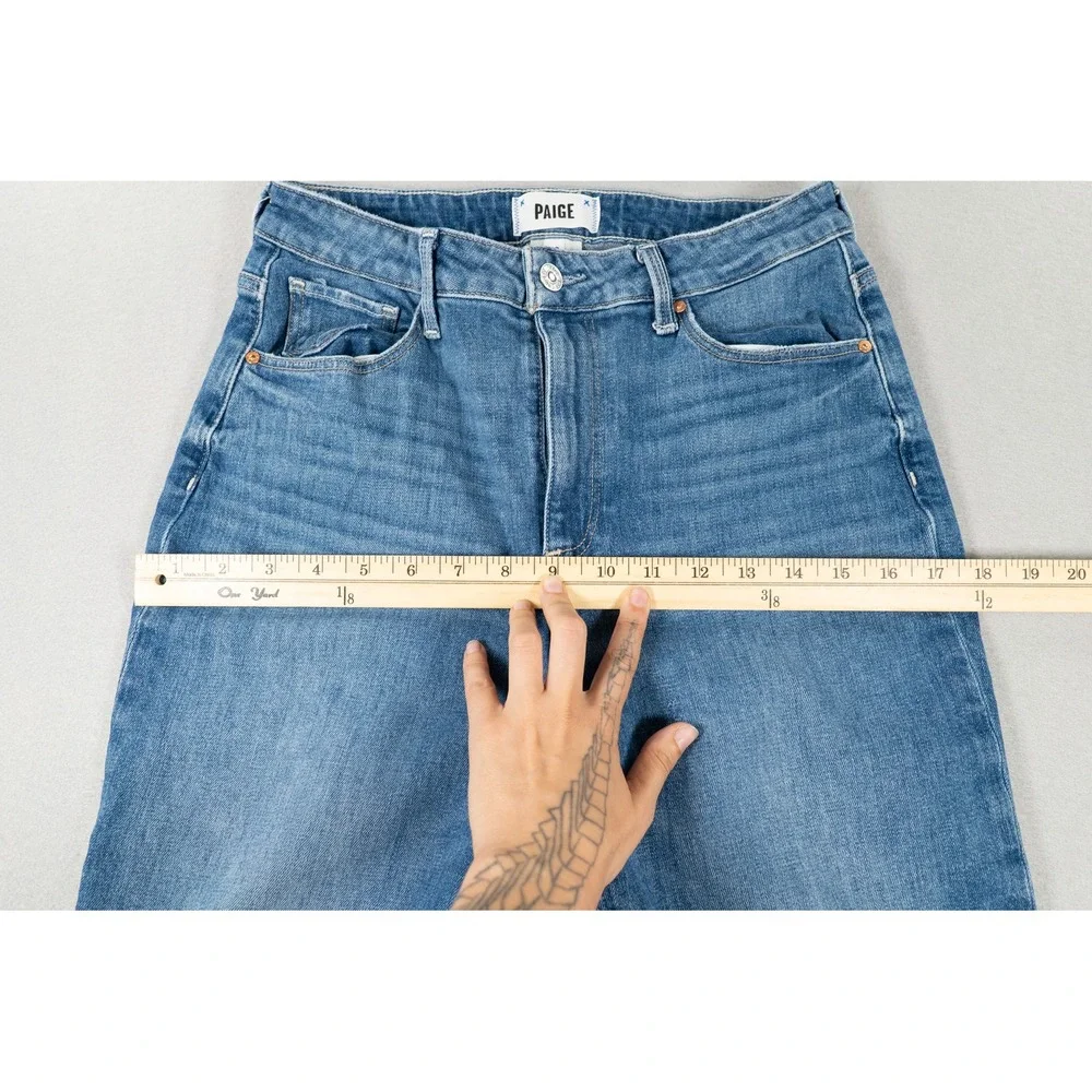 PAIGE High Rise Straight Leg Blue Denim Jeans Size 28 Medium Wash